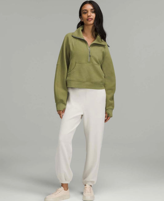 Lululemon Scuba Oversized Funnel Neck Half-Zip in Bronze Green - XS/Small