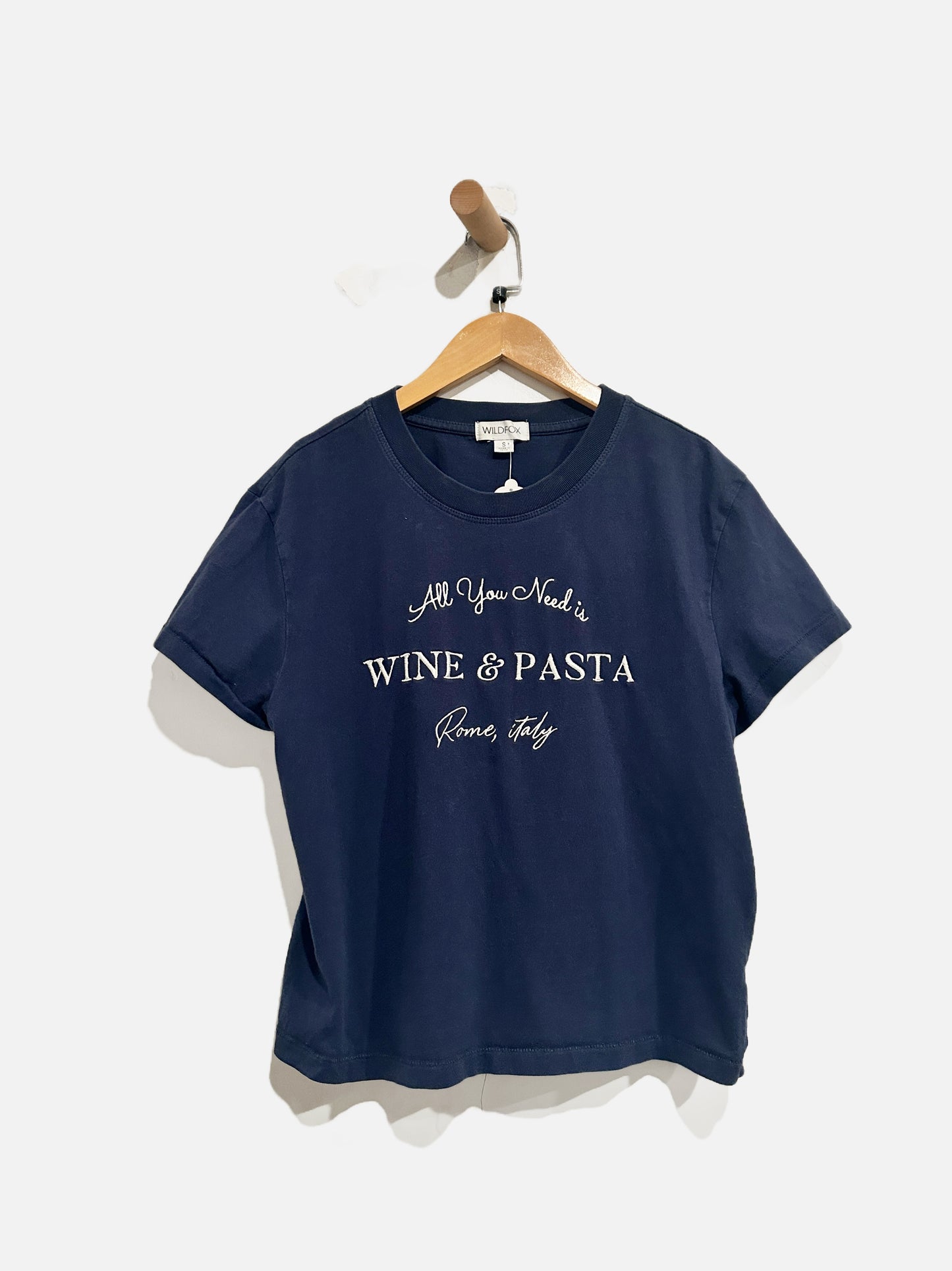 Wild Fox Navy Wine and Pasta Tee - Small