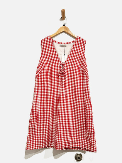 Abercrombie & Fitch Red Gingham Tie Dress - Large