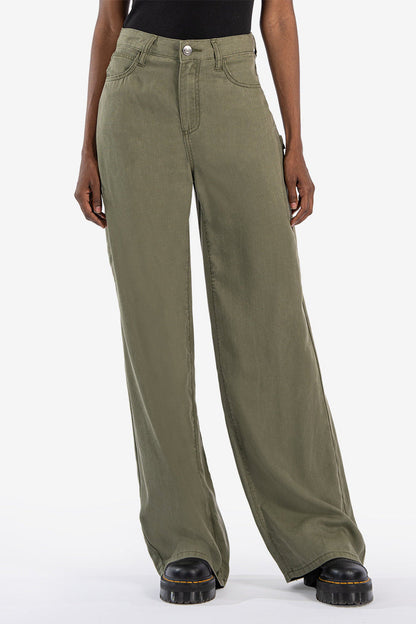 Kut Sienna High Rise Wide Leg Trousers in Olive - 10
