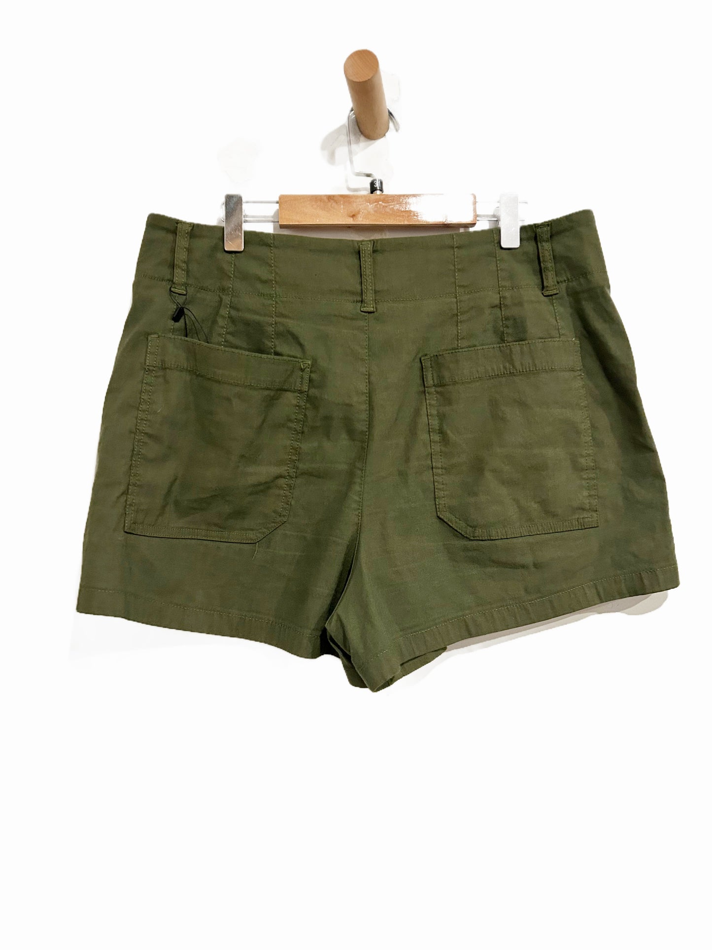 Anthropologie Maeve Colette Linen Blend High-Rise Shorts in Dried Fern - 31