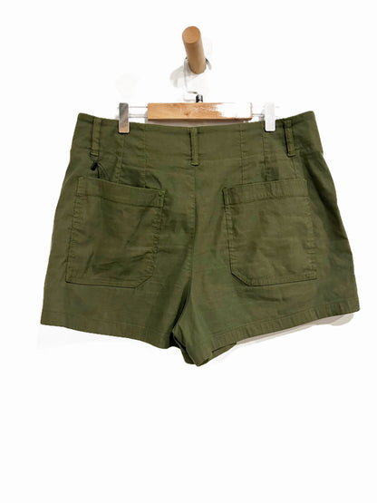 Anthropologie Maeve Colette Linen Blend High-Rise Shorts in Dried Fern - 31