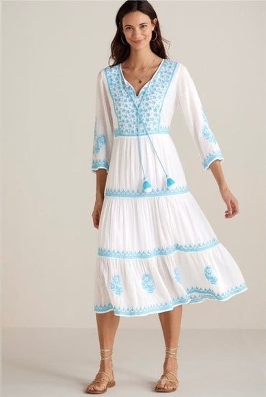 Soft Surroundings Juniper Embroidered Dress - Large
