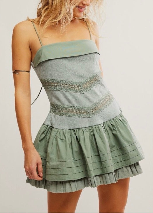 Free People Bliss Beauty Mini Dress in Lily Pad - Large