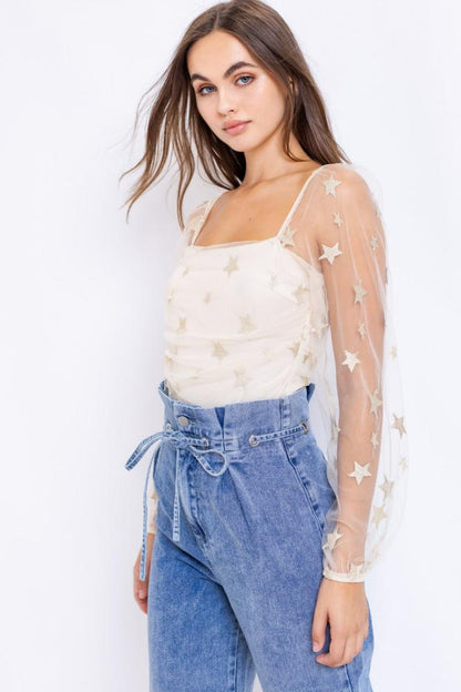 Le Lis Shining Star Mesh Bodysuit - Small