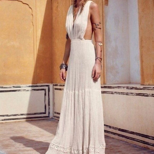 Jen’s Pirate Booty for Free People Cream Gauze Maxi Dress Size Medium