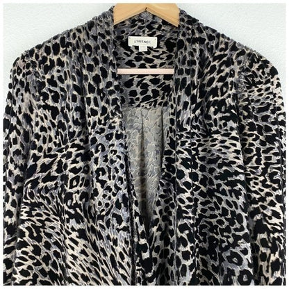 L'Agence Lydia Velvet Burnout Drape Front Leopard Print Top Size Medium