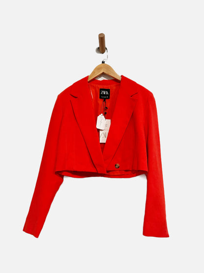 Zara Red Cropped Blazer - Small