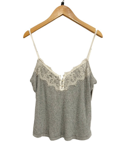 Abercrombie and Fitch Gray Ribbed Lace Trim Cami - Small