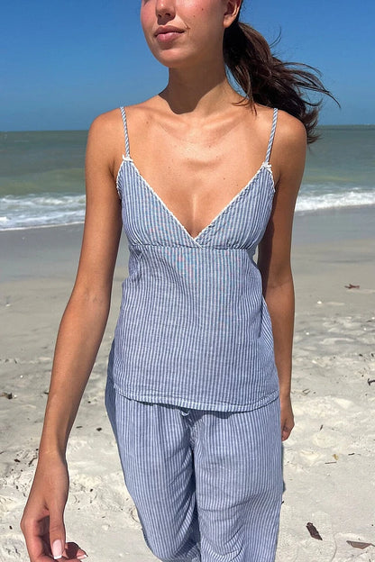 Brandy Melville Blue and White Striped Edith Tank