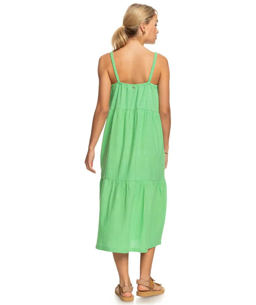 Roxy Waiting Line Midi Dress in Absinthe Green -  Large