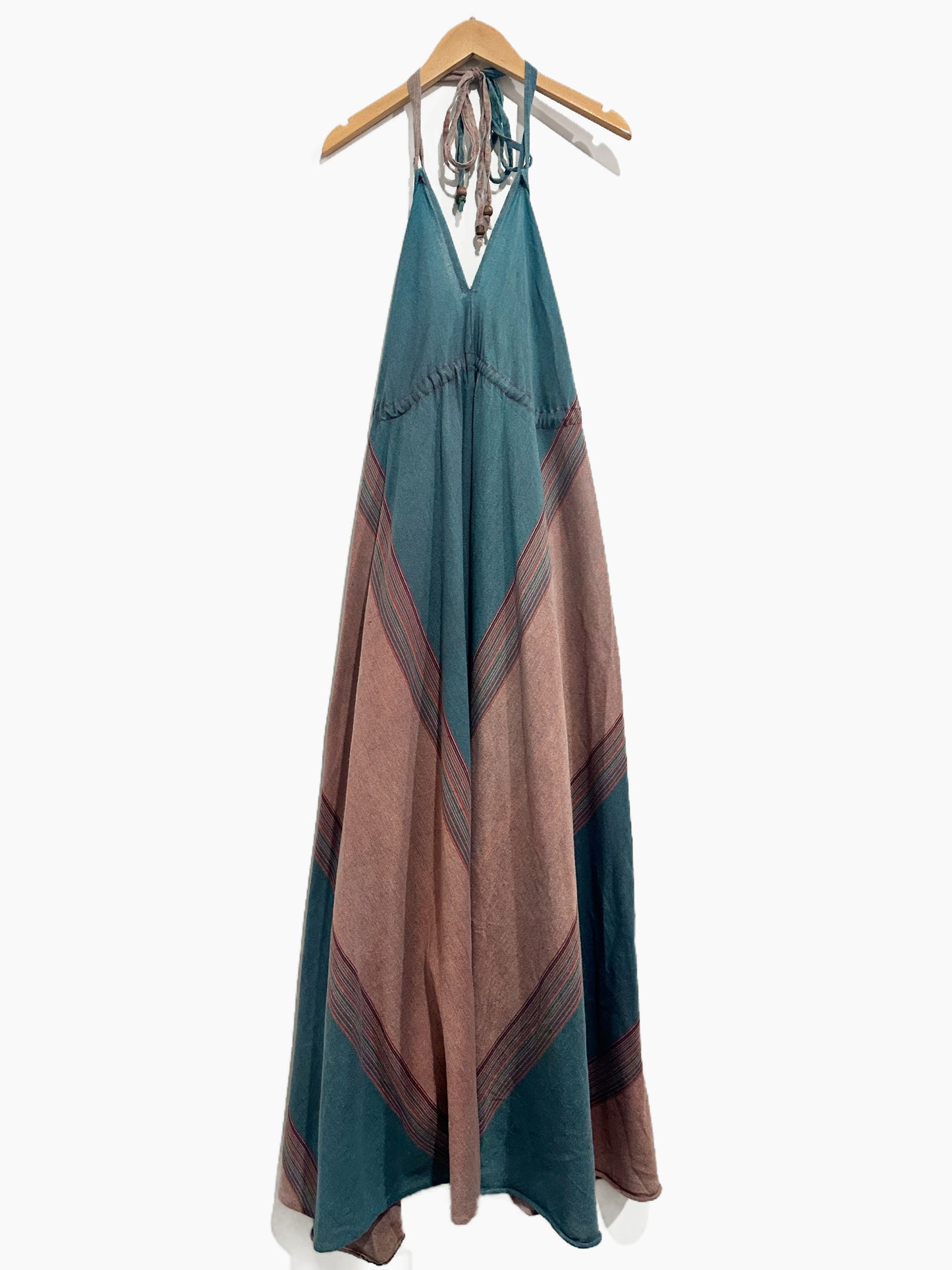 Blue & Red Cotton Maxi Dress