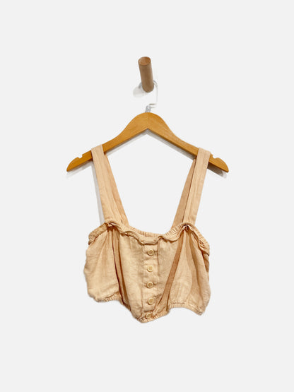 Reformation Tan Ruffle Crop Tank - 4