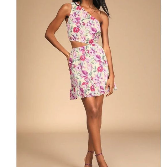 Lulus NWT Floral One Shoulder Dress Size XL