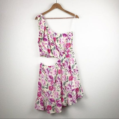Lulus NWT Floral One Shoulder Dress Size XL