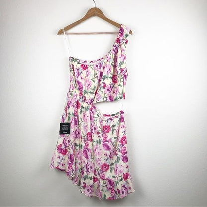 Lulus NWT Floral One Shoulder Dress Size XL