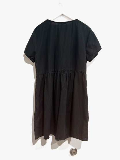 Madewell Linen-Blend Alexandra Button-Front Mini Dress in True Black - Small