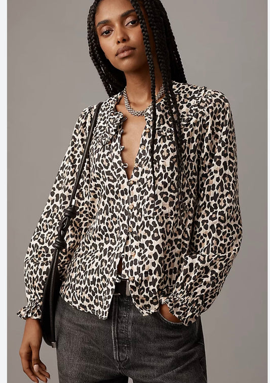 Pilcro Leopard Print Blouse - Medium