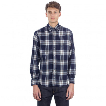 Gitman Bros Archive Flannel Check in Navy - Small