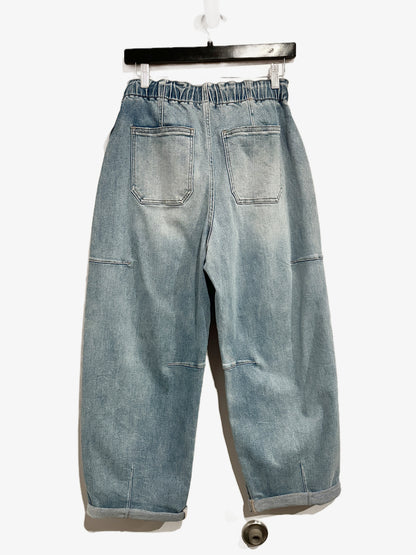 Risen High Rise Crop Barrel Leg Jeans - 26