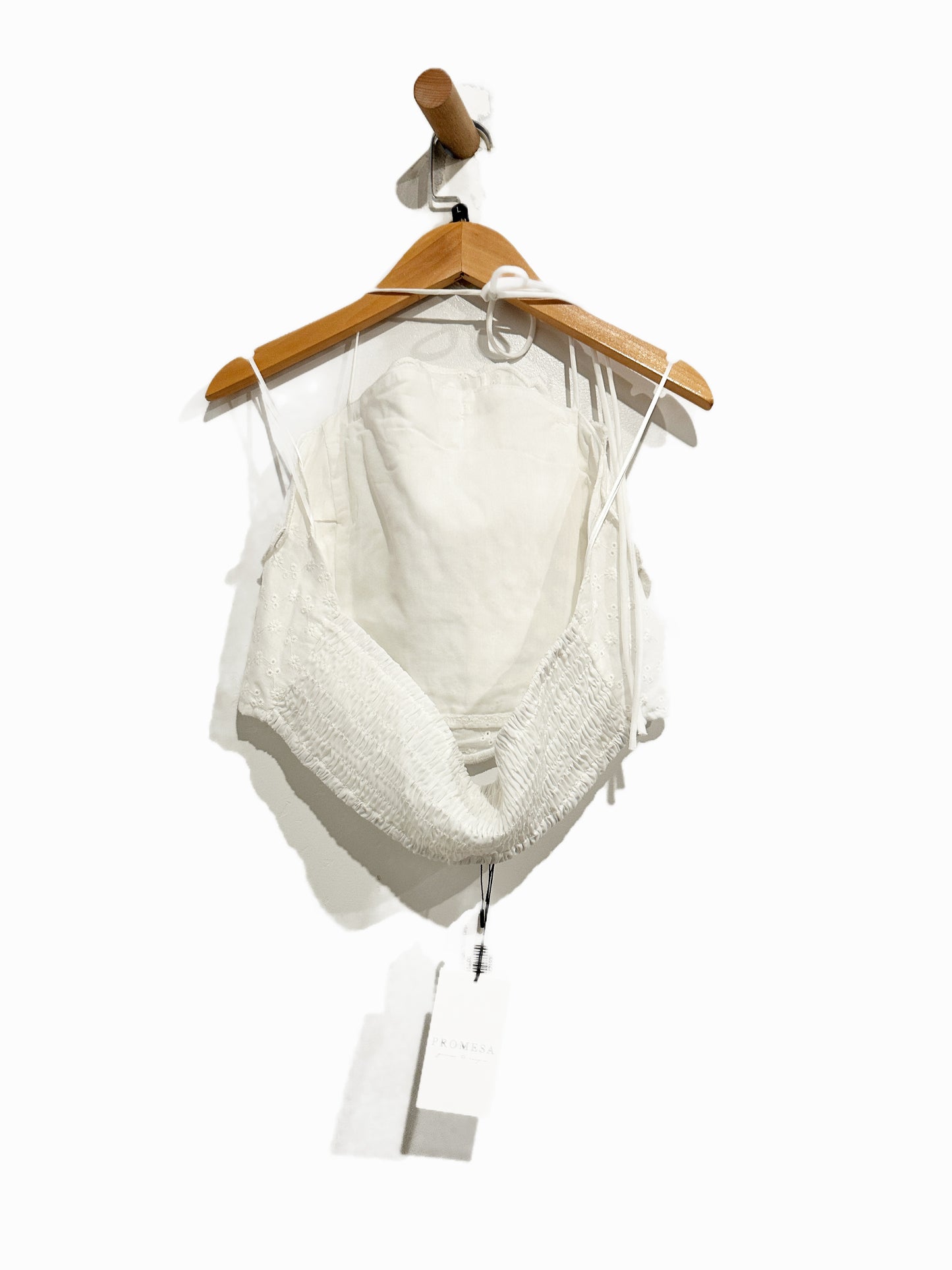 Promesa White Eyelet Halter Tank - Large
