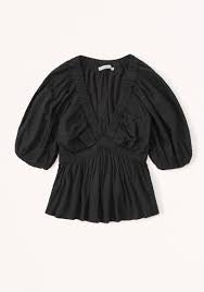 Abercrombie & Fitch SS Linen Blend Plunge Top - Large