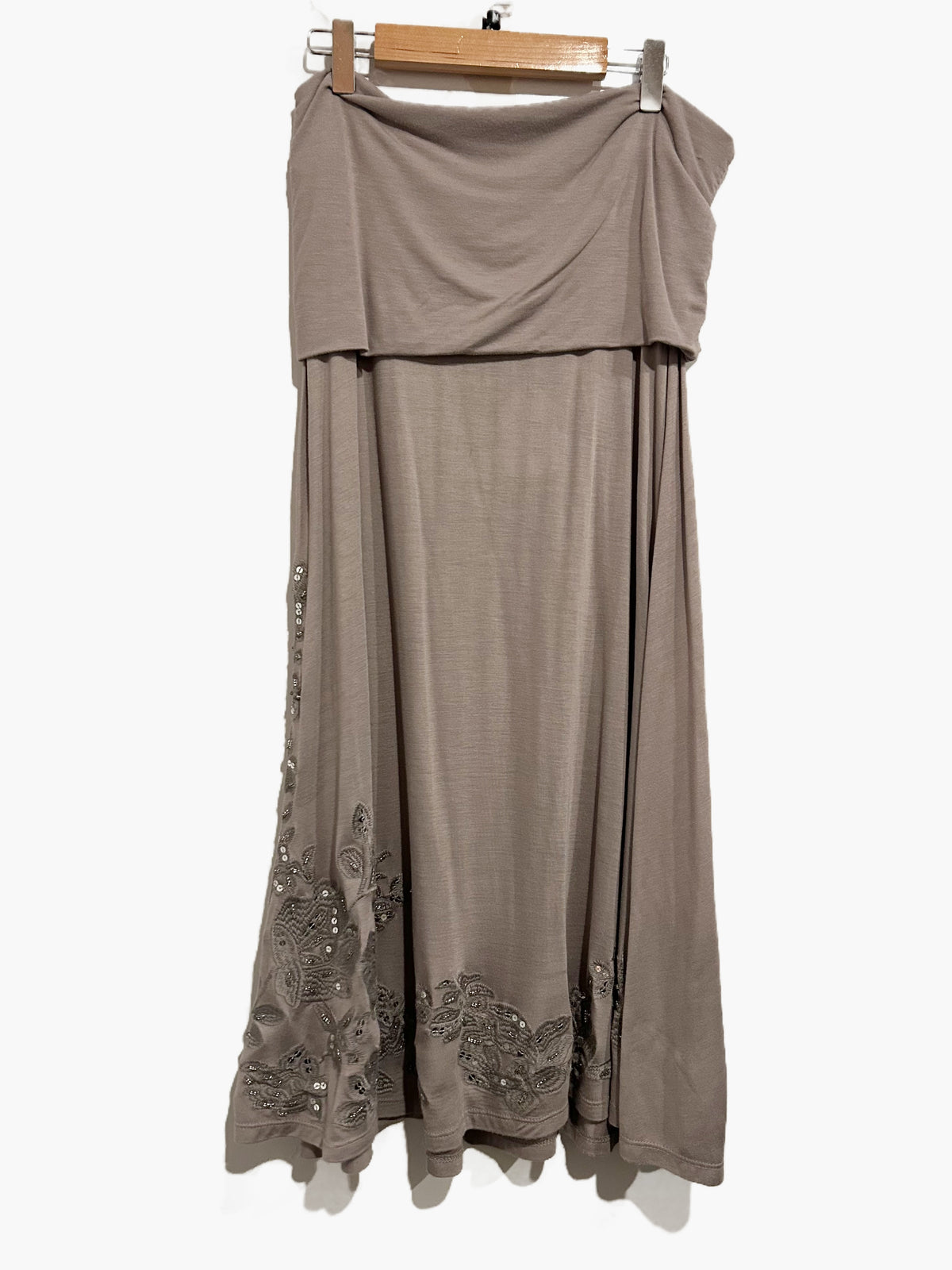 INC Y2K Gray Embroidered Sequin Maxi Skirt - Medium
