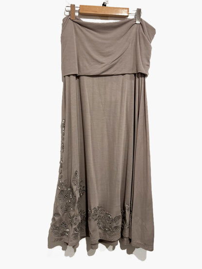 INC Y2K Gray Embroidered Sequin Maxi Skirt - Medium
