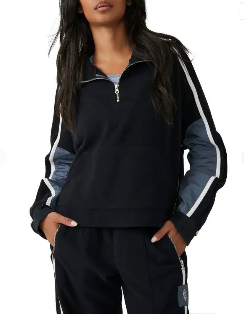 Free People Movement Arena Fleece Pullover in Black Combo - Medium