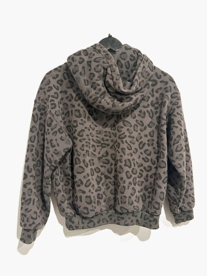 Comft Girl’s Gray Leopard Print Hoodie - Large