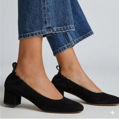 Everlane The Day Heel in Black Suede - 6.5