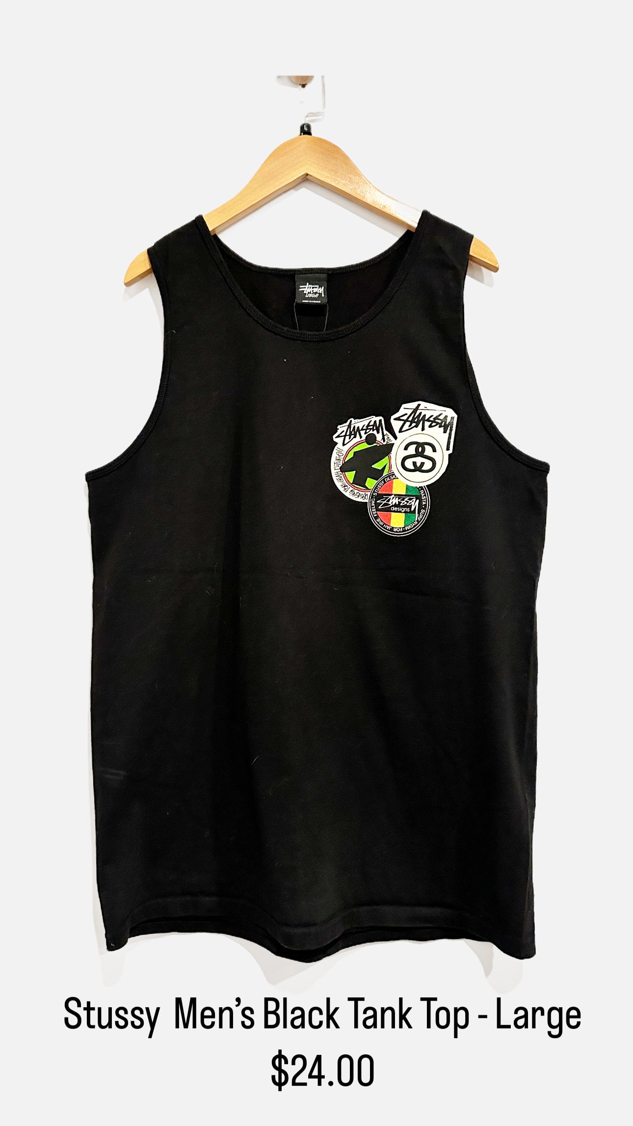 Stussy Black Tank Top - Large