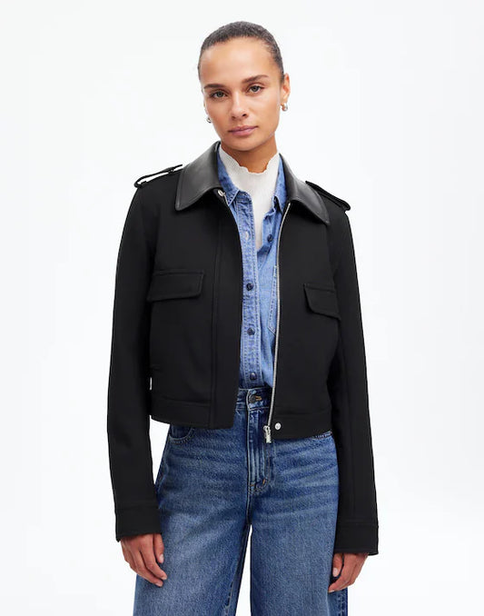 Madewell Shrunken Utility Jacket in True Black - 8