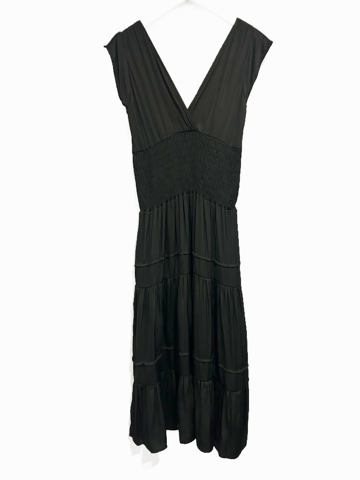Felicite Smocked Gauze Dress in Black - Large