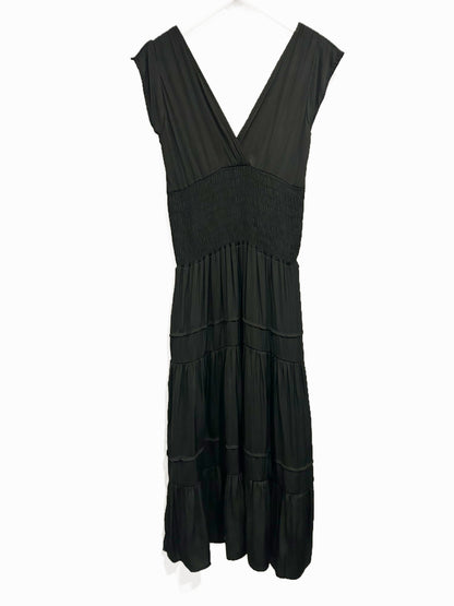 Felicite Smocked Gauze Dress in Black - Large
