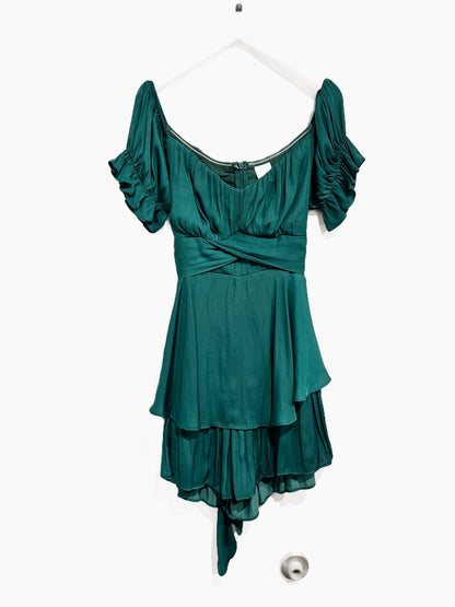 Selfie Leslie Linka Off The Shoulder Tie Back Romper in Emerald - Large