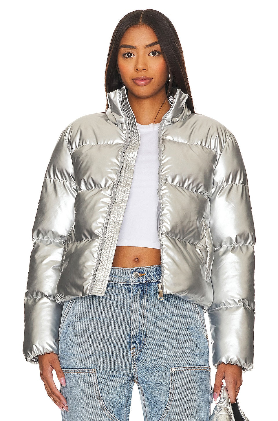 Superdown Missy Puffer Jacket in Silver - XS