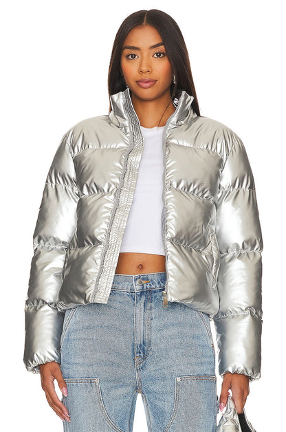 Superdown Missy Puffer Jacket in Silver - XS