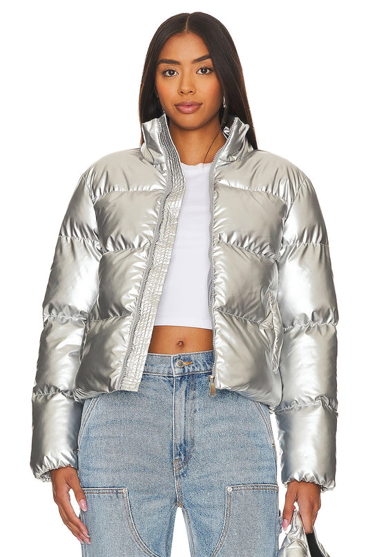 Superdown Missy Puffer Jacket in Silver - XS