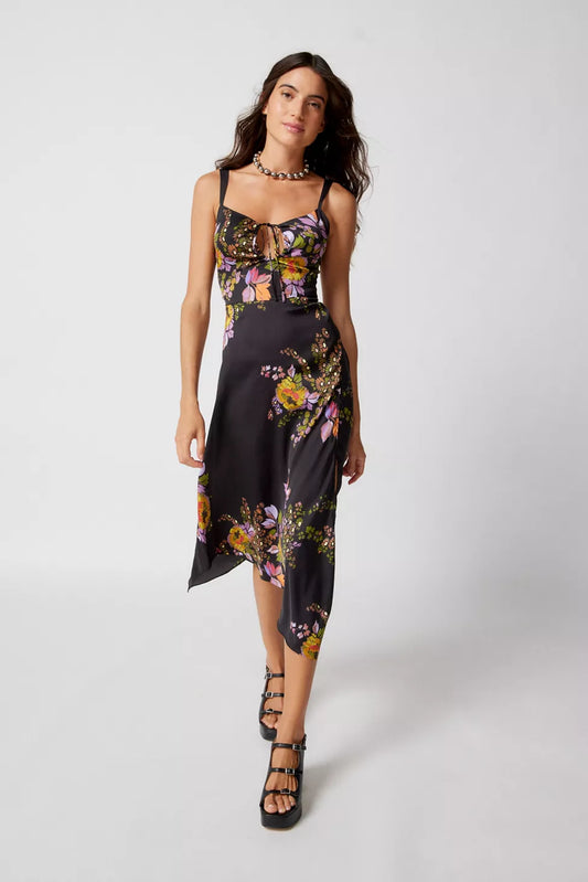 Urban Outfitters Black Floral Keyhole Dress - Small
