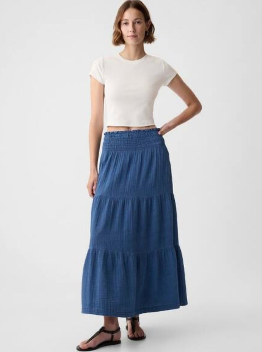Gap Blue Cotton Maxi Skirt - Medium
