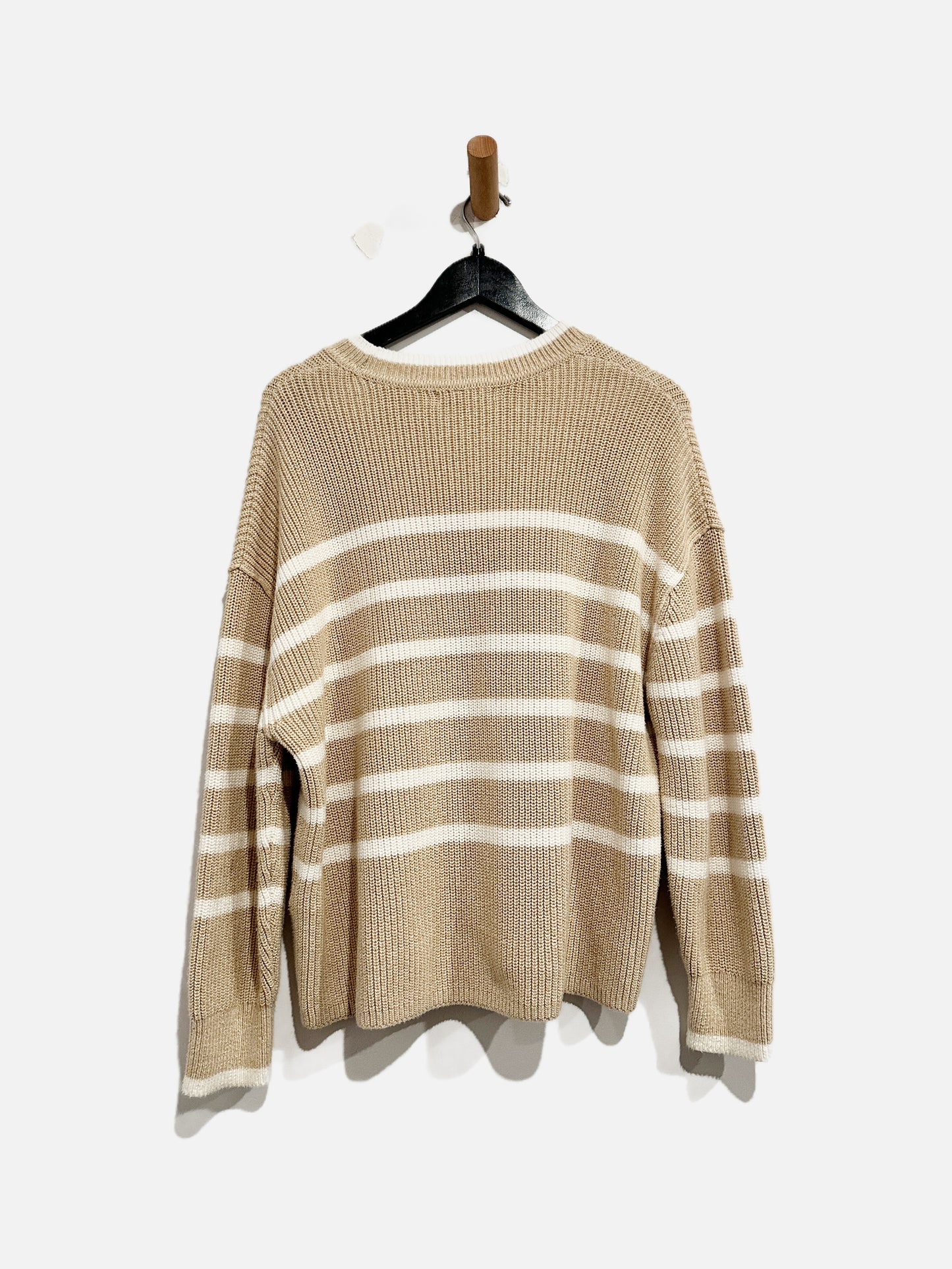 Banana Republic Tan and White Stripe Sweater - XS