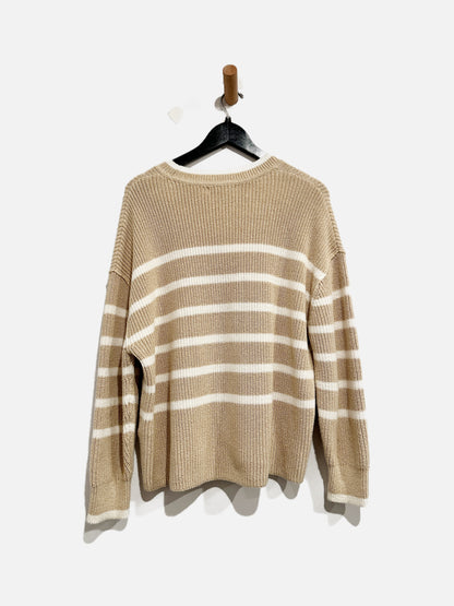 Banana Republic Tan and White Stripe Sweater - XS