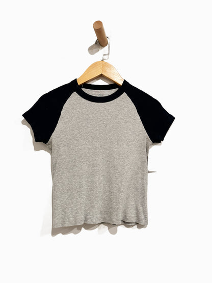 Brandy Melville Gray and Navy Baseball Tee