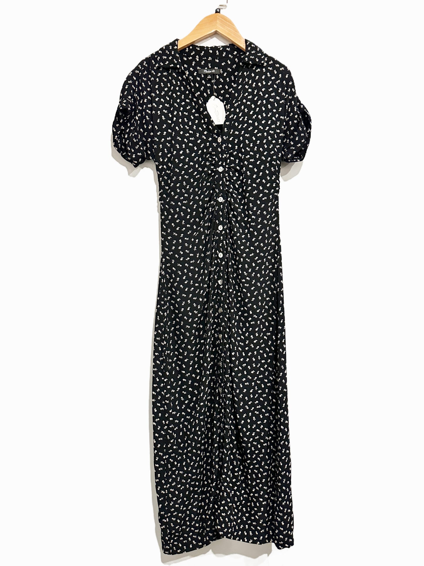 Madewell Button-Front Midi Shirtdress in Floral True Black - 00