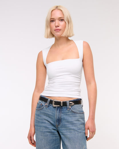 Abercrombie & Fitch White Square Tank - Medium