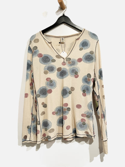 Lucky Brand V-Neck Circles w/Elbow Patch Thermal Top - Medium