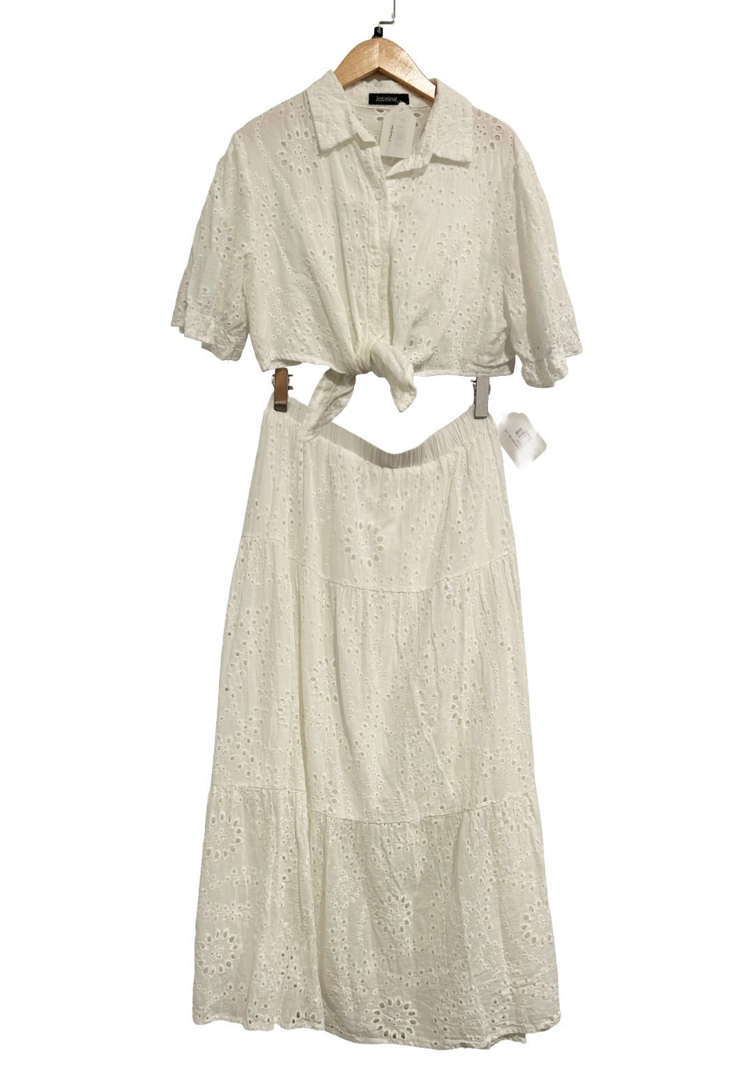 Jasmine White Eyelet Skirt Set - L/XL
