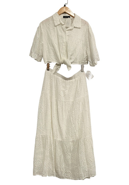 Jasmine White Eyelet Skirt Set - L/XL