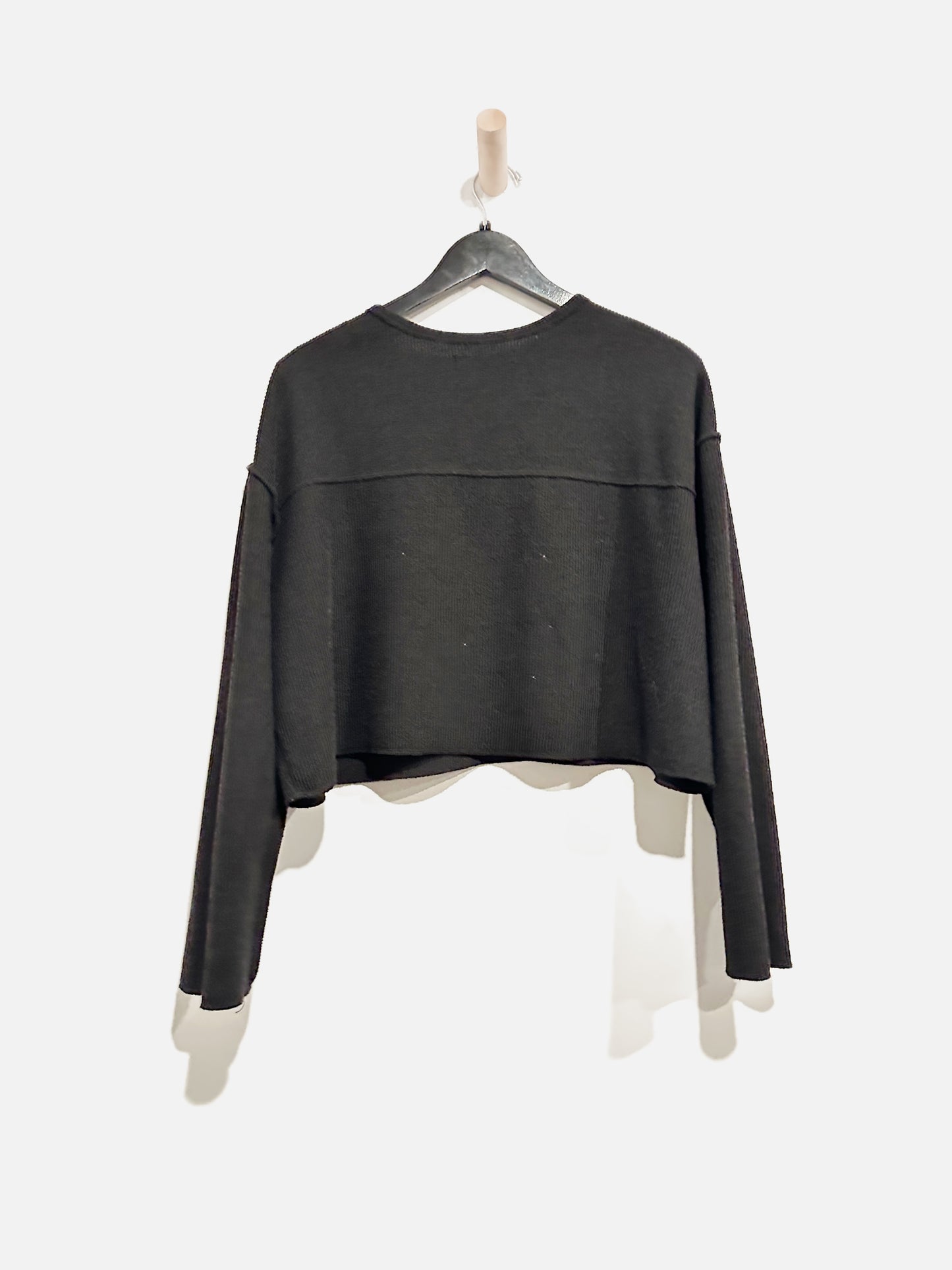 Urban Outfitters Black Cropped LS Top - Large
